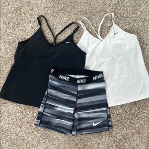 Nike Black and White Tank Tops with Striped Shorts
